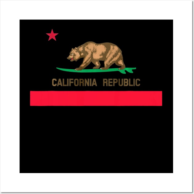 California Republic Surfing Bear State Flag Wall Art by schaefersialice